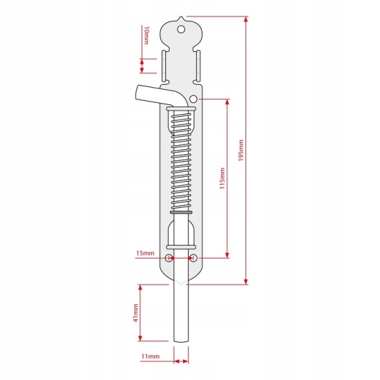 VERGIONIC ZASUWA RYGIEL ZE SPRĘŻYNĄ DO BRAMY 180 mm